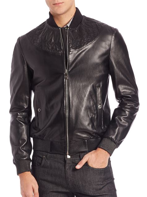 men versace leather jacket|Versace jacket price.